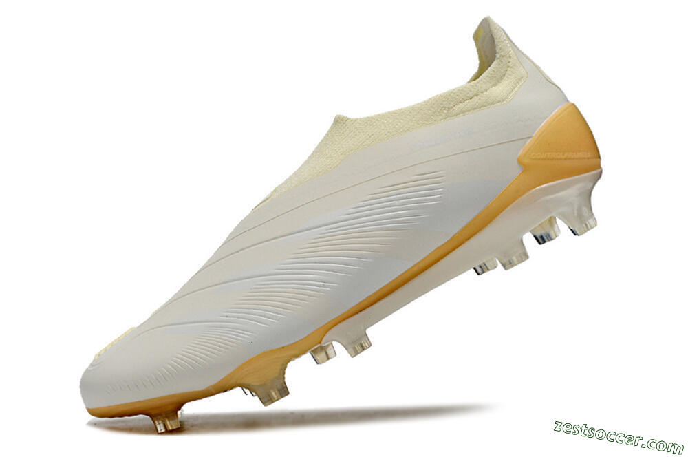 Adidas Predator Accuracy+ Laceless FG Low-Tops Soccer Cleats - White/Beige 5