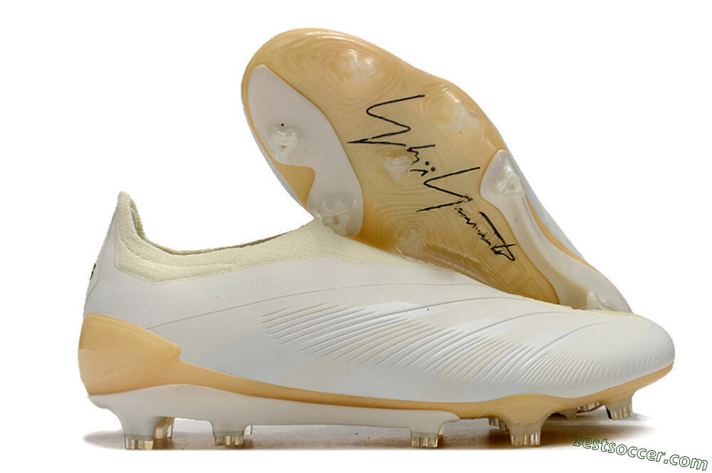 Adidas Predator Accuracy+ Laceless FG Low-Tops Soccer Cleats - White/Beige 0