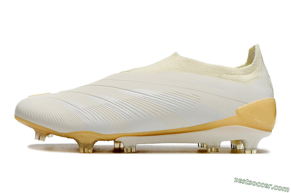 Adidas Predator Accuracy+ Laceless FG Low-Tops Soccer Cleats - White/Beige 2