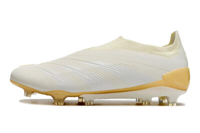 Adidas Predator Accuracy+ Laceless FG Low-Tops Soccer Cleats - White/Beige