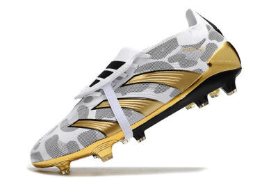 Adidas Predator Elite Foldover Tongue FG Low-Tops Soccer Cleats - White/Silver/Gold/Black