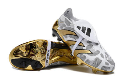 Adidas Predator Elite Foldover Tongue FG Low-Tops Soccer Cleats - White/Silver/Gold/Black