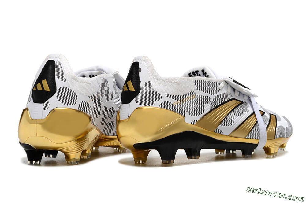 Adidas Predator Elite Foldover Tongue FG Low-Tops Soccer Cleats - White/Silver/Gold/Black 6