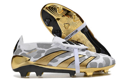 Adidas Predator Elite Foldover Tongue FG Low-Tops Soccer Cleats - White/Silver/Gold/Black