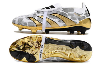 Adidas Predator Elite Foldover Tongue FG Low-Tops Soccer Cleats - White/Silver/Gold/Black