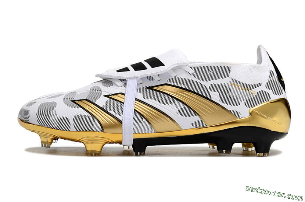 Adidas Predator Elite Foldover Tongue FG Low-Tops Soccer Cleats - White/Silver/Gold/Black 2