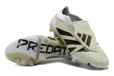 Adidas Predator Elite Foldover Tongue FG Low-Tops Soccer Cleats - Beige/Black/White