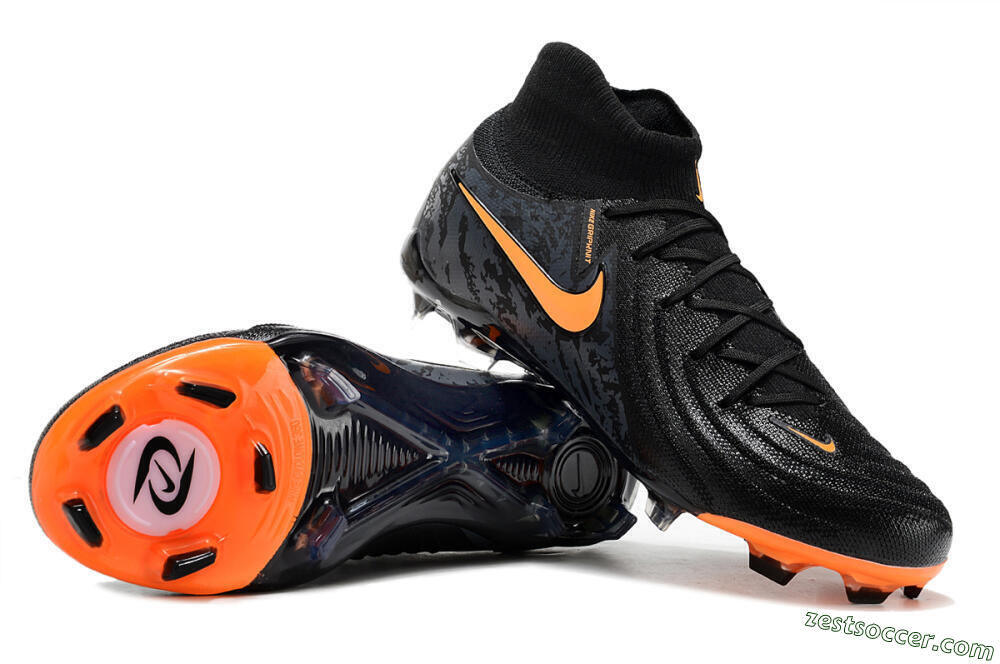 Nike Phantom Luna Elite FG High-Tops Soccer Cleats - Black/Silver/Orange 1