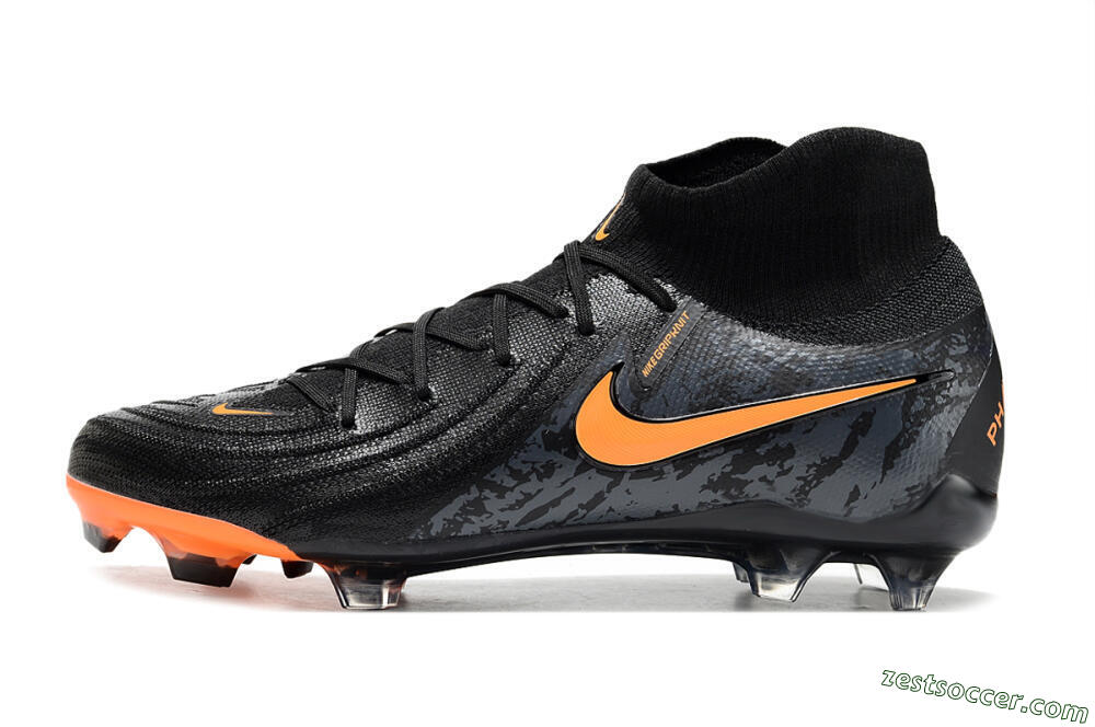Nike Phantom Luna Elite FG High-Tops Soccer Cleats - Black/Silver/Orange 2