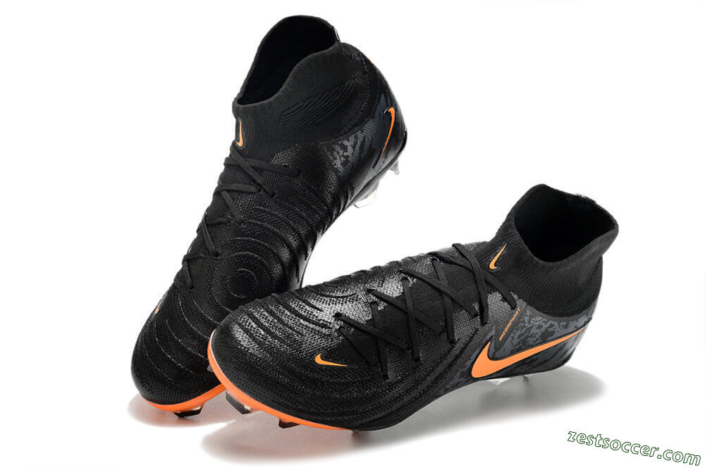Nike Phantom Luna Elite FG High-Tops Soccer Cleats - Black/Silver/Orange 3