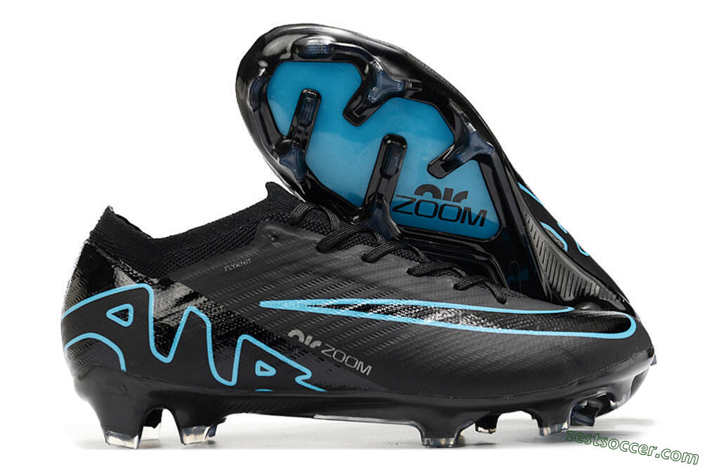 Nike Air Zoom Mercurial Vapor 15 Elite FG Low-Tops Soccer Cleats - Black/Jade/Blue 0