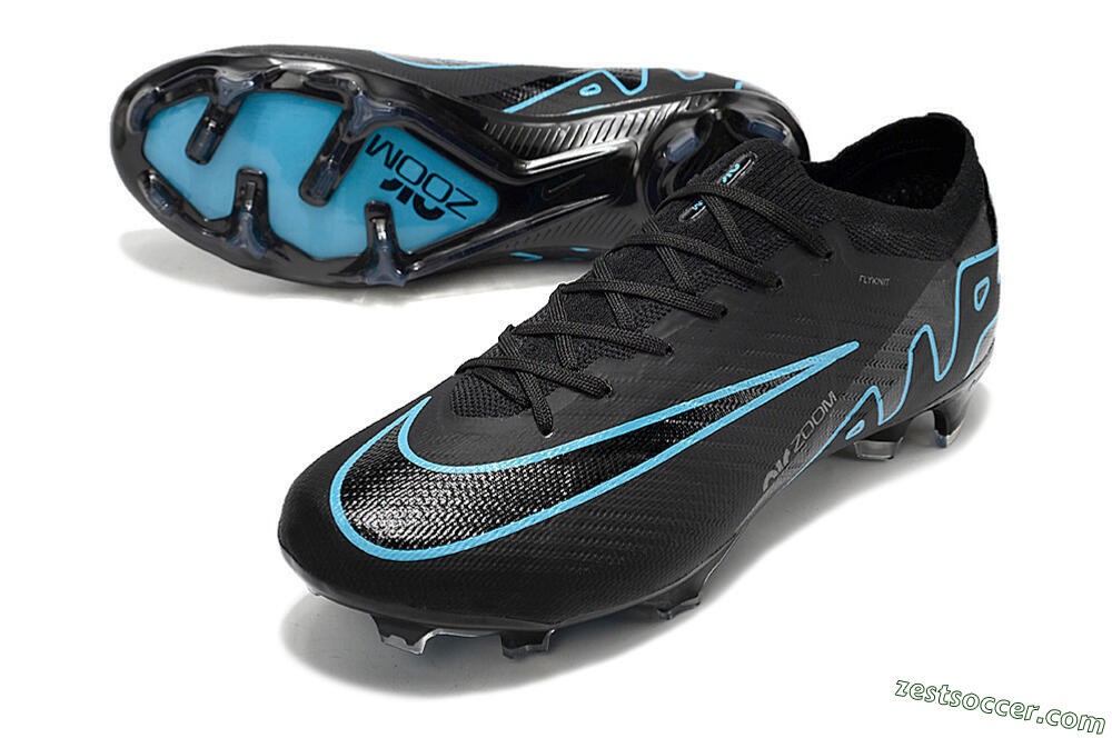 Nike Air Zoom Mercurial Vapor 15 Elite FG Low-Tops Soccer Cleats - Black/Jade/Blue 3