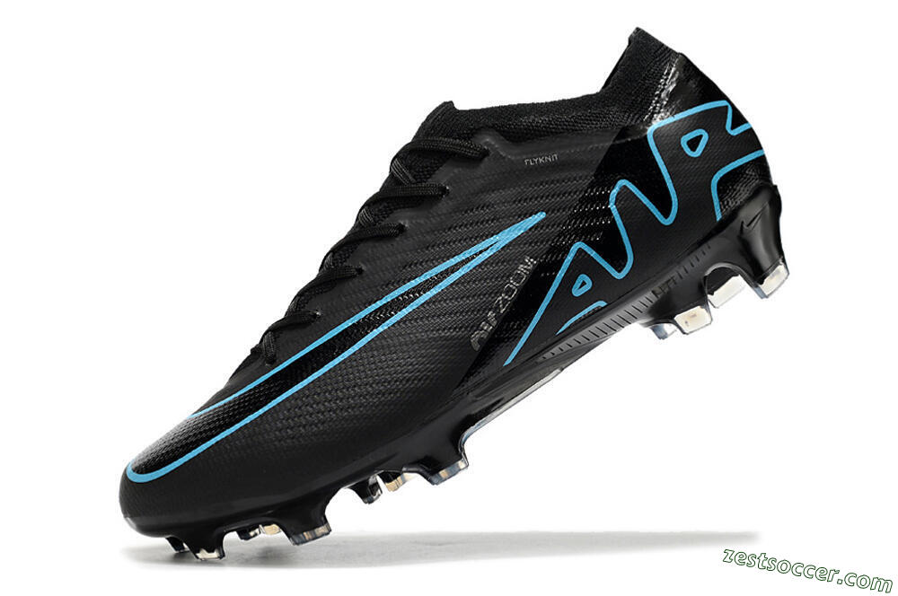 Nike Air Zoom Mercurial Vapor 15 Elite FG Low-Tops Soccer Cleats - Black/Jade/Blue 5