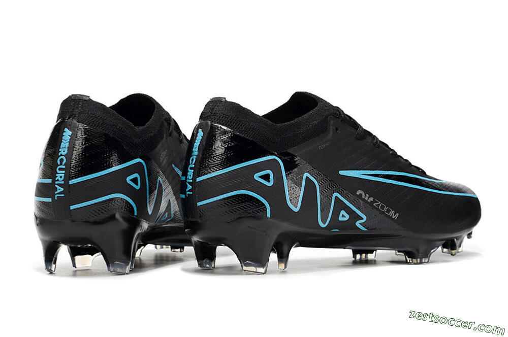 Nike Air Zoom Mercurial Vapor 15 Elite FG Low-Tops Soccer Cleats - Black/Jade/Blue 6