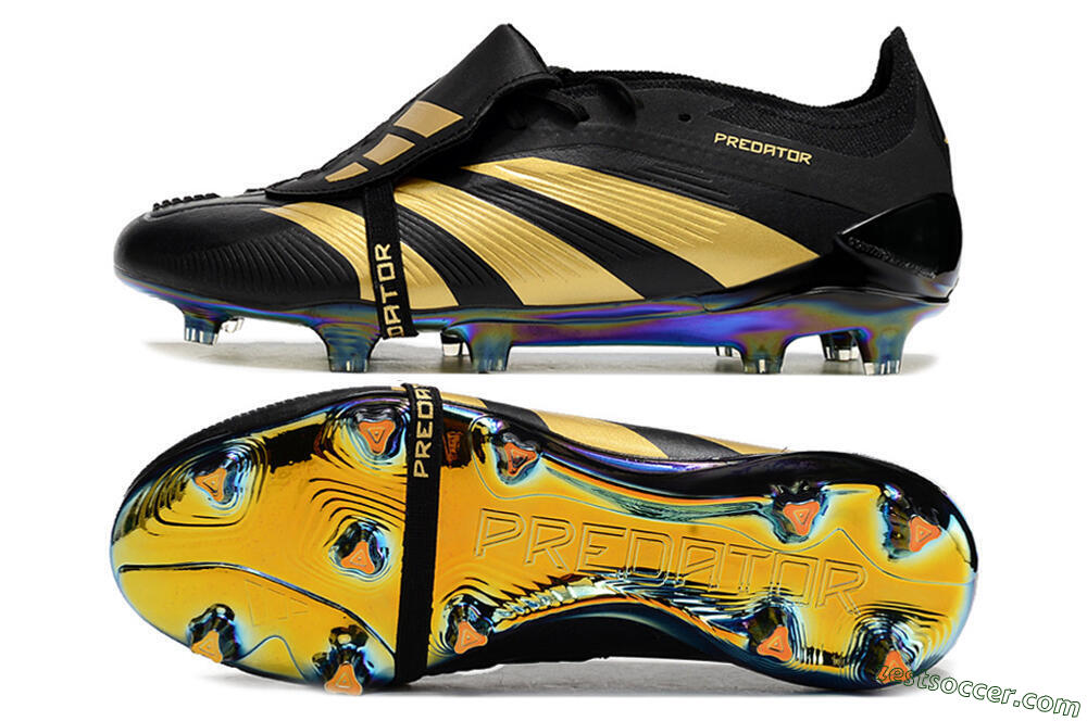Adidas Predator Elite Foldover Tongue FG Low-Tops Soccer Cleats - Black/Gold 1