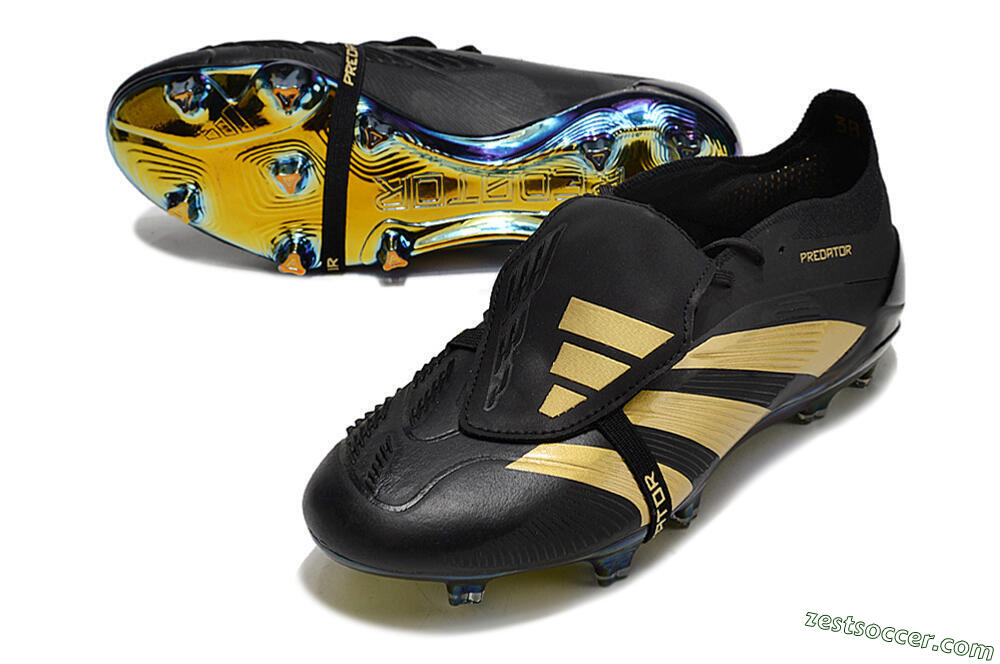 Adidas Predator Elite Foldover Tongue FG Low-Tops Soccer Cleats - Black/Gold 3