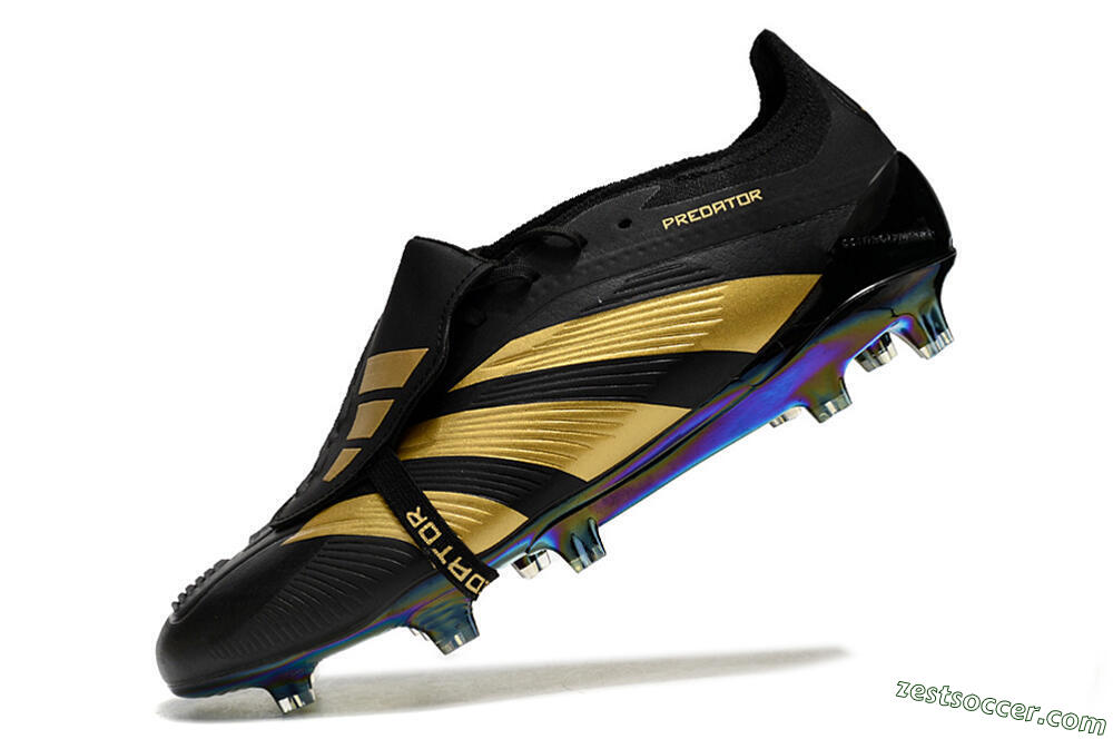 Adidas Predator Elite Foldover Tongue FG Low-Tops Soccer Cleats - Black/Gold 5