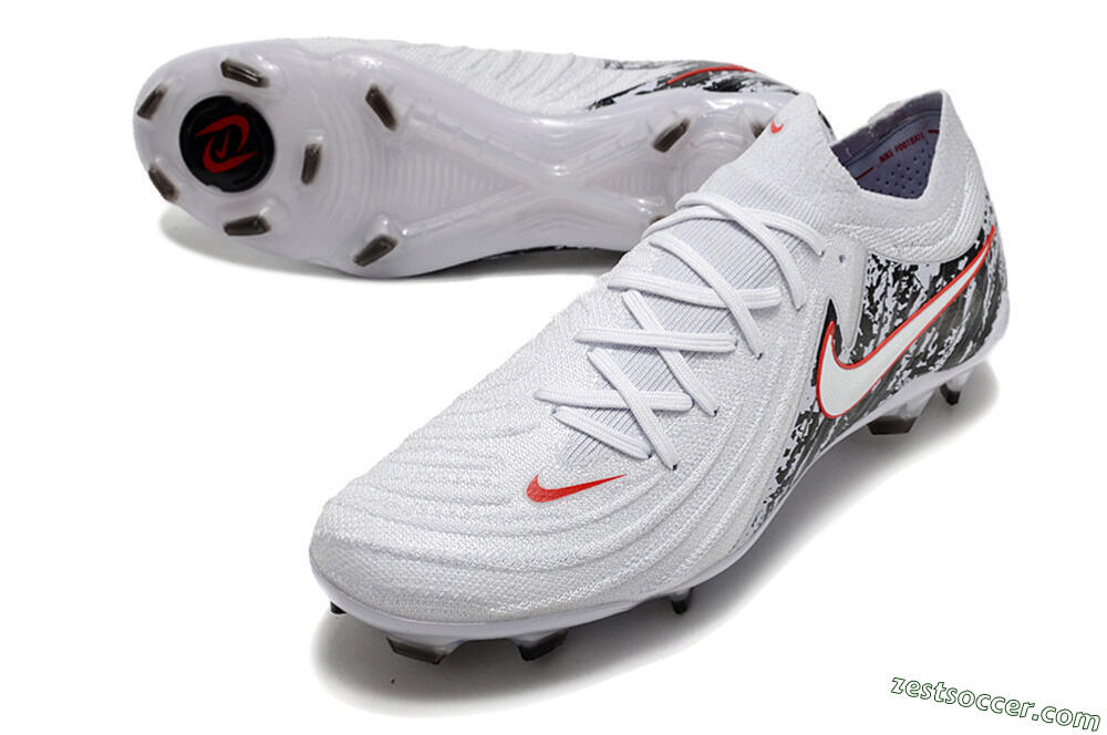 Nike Phantom Luna Elite NU FG Low-Tops Soccer Cleats - White/Red/Black 3