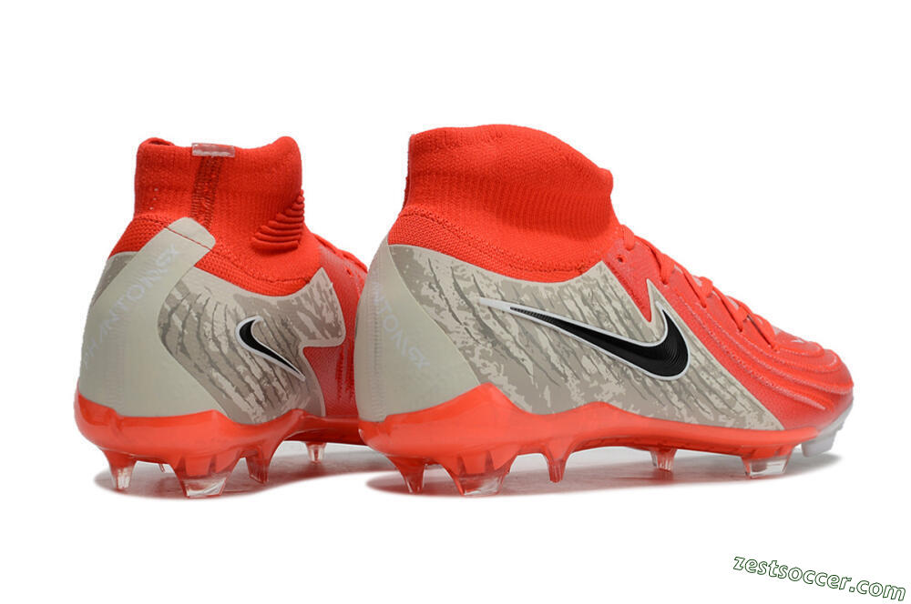 Nike Phantom Luna Elite FG High-Tops Soccer Cleats - Red/Brown/Black 6