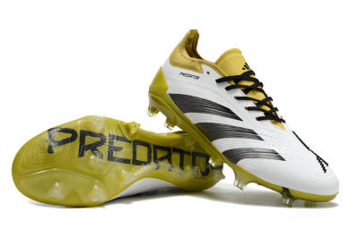 Adidas Predator Accuracy FG Low-Tops Soccer Cleats - White/Black/Yellow