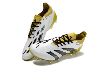 Adidas Predator Accuracy FG Low-Tops Soccer Cleats - White/Black/Yellow