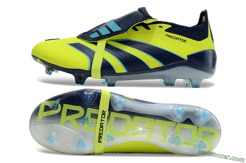 Adidas Predator Elite Foldover Tongue FG Low-Tops Soccer Cleats - Yellow/Blue/Jade 1