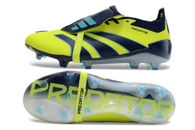 Adidas Predator Elite Foldover Tongue FG Low-Tops Soccer Cleats - Yellow/Blue/Jade