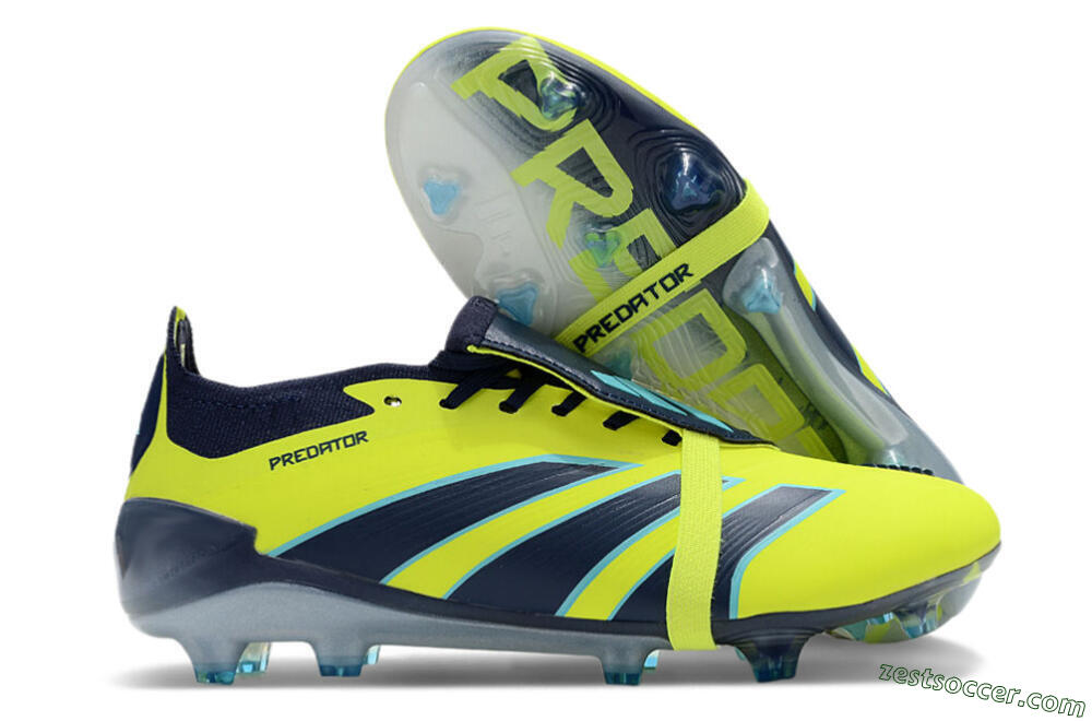 Adidas Predator Elite Foldover Tongue FG Low-Tops Soccer Cleats - Yellow/Blue/Jade 0