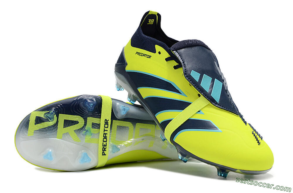 Adidas Predator Elite Foldover Tongue FG Low-Tops Soccer Cleats - Yellow/Blue/Jade 3