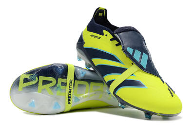 Adidas Predator Elite Foldover Tongue FG Low-Tops Soccer Cleats - Yellow/Blue/Jade