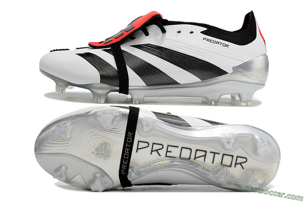 Adidas Predator Elite Foldover Tongue FG Low-Tops Soccer Cleats - White/Black/Red 1