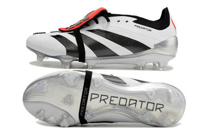 Adidas Predator Elite Foldover Tongue FG Low-Tops Soccer Cleats - White/Black/Red