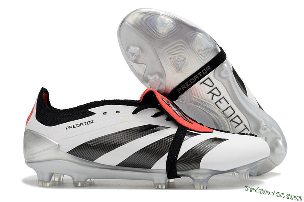 Adidas Predator Elite Foldover Tongue FG Low-Tops Soccer Cleats - White/Black/Red 0