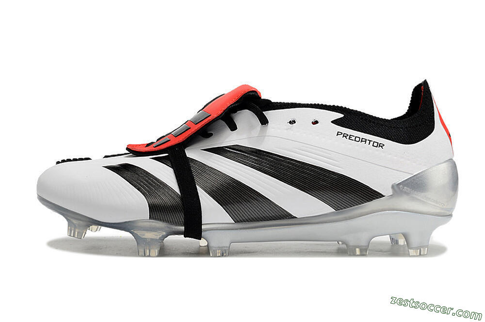 Adidas Predator Elite Foldover Tongue FG Low-Tops Soccer Cleats - White/Black/Red 2