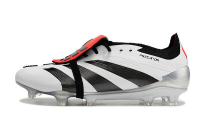 Adidas Predator Elite Foldover Tongue FG Low-Tops Soccer Cleats - White/Black/Red