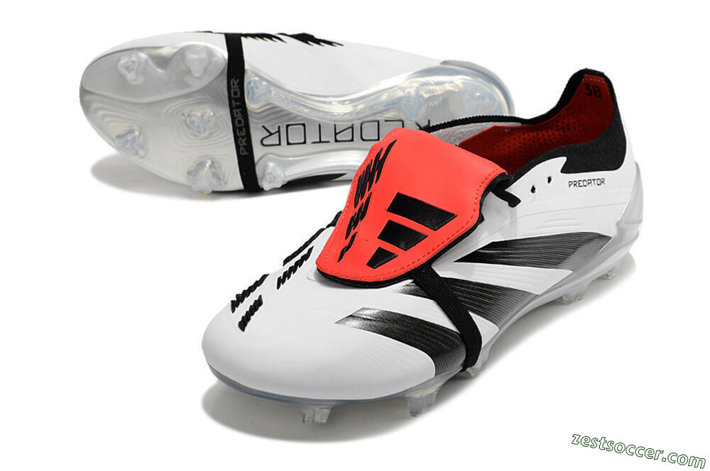 Adidas Predator Elite Foldover Tongue FG Low-Tops Soccer Cleats - White/Black/Red 3