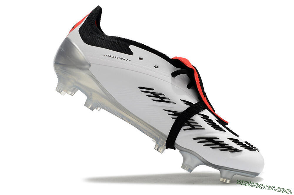 Adidas Predator Elite Foldover Tongue FG Low-Tops Soccer Cleats - White/Black/Red 4