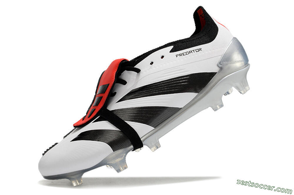 Adidas Predator Elite Foldover Tongue FG Low-Tops Soccer Cleats - White/Black/Red 5