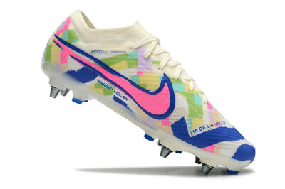 Nike Air Zoom Mercurial Vapor 15 Elite SG Low-Tops Soccer Cleats - White/Blue/Pink