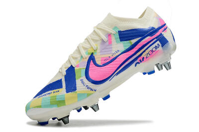 Nike Air Zoom Mercurial Vapor 15 Elite SG Low-Tops Soccer Cleats - White/Blue/Pink