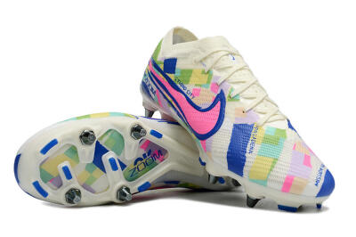 Nike Air Zoom Mercurial Vapor 15 Elite SG Low-Tops Soccer Cleats - White/Blue/Pink