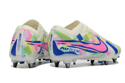 Nike Air Zoom Mercurial Vapor 15 Elite SG Low-Tops Soccer Cleats - White/Blue/Pink