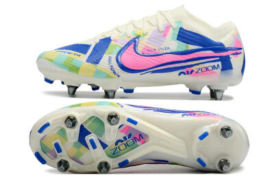 Nike Air Zoom Mercurial Vapor 15 Elite SG Low-Tops Soccer Cleats - White/Blue/Pink