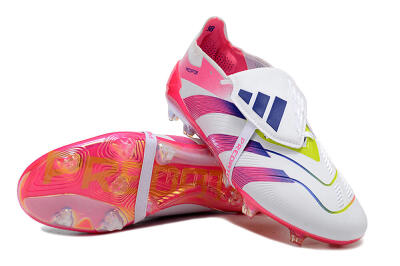 Adidas Predator Accuracy+ Laceless FG Low-Tops Soccer Cleats - White/Pink/Purple