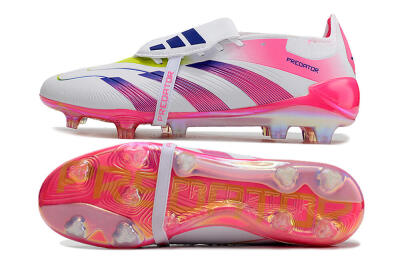 Adidas Predator Accuracy+ Laceless FG Low-Tops Soccer Cleats - White/Pink/Purple