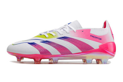 Adidas Predator Accuracy Elite FG Low-Tops Soccer Cleats - White/Pink/Purple