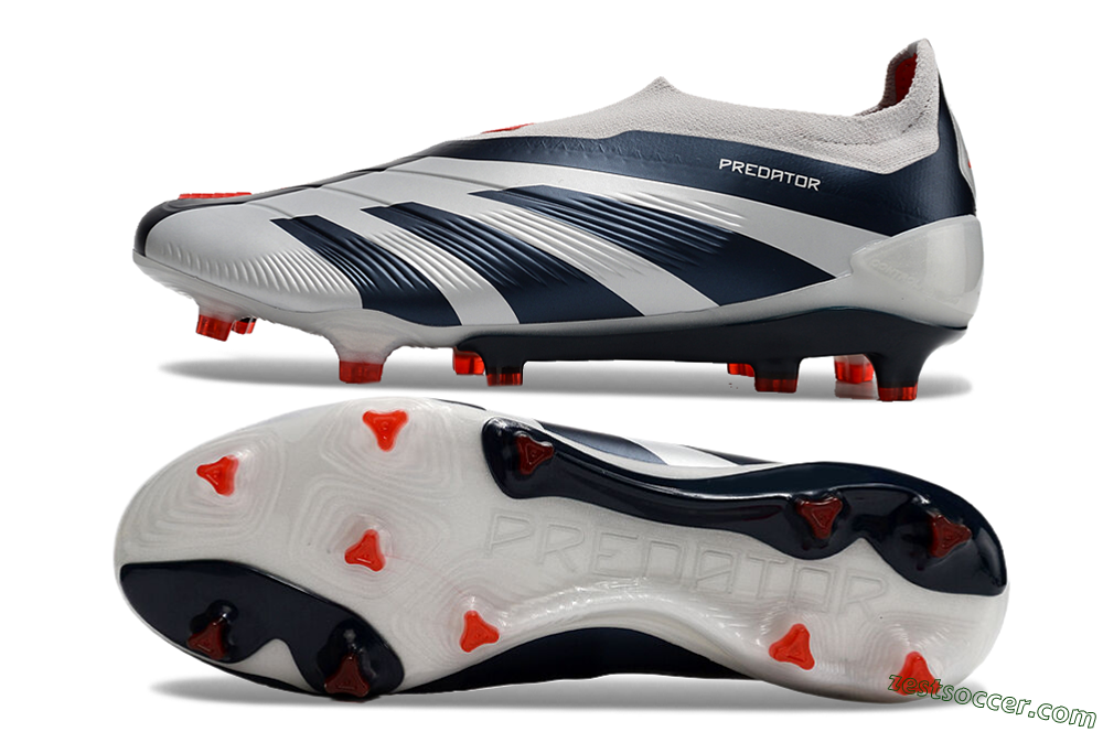 Adidas Predator Accuracy+ Laceless FG Low-Tops Soccer Cleats - Silver/Blue/Red 1