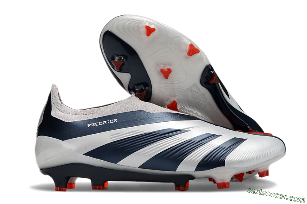 Adidas Predator Accuracy+ Laceless FG Low-Tops Soccer Cleats - Silver/Blue/Red 0