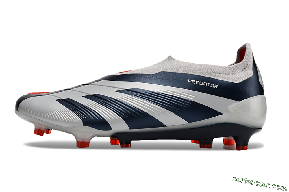 Adidas Predator Accuracy+ Laceless FG Low-Tops Soccer Cleats - Silver/Blue/Red 2