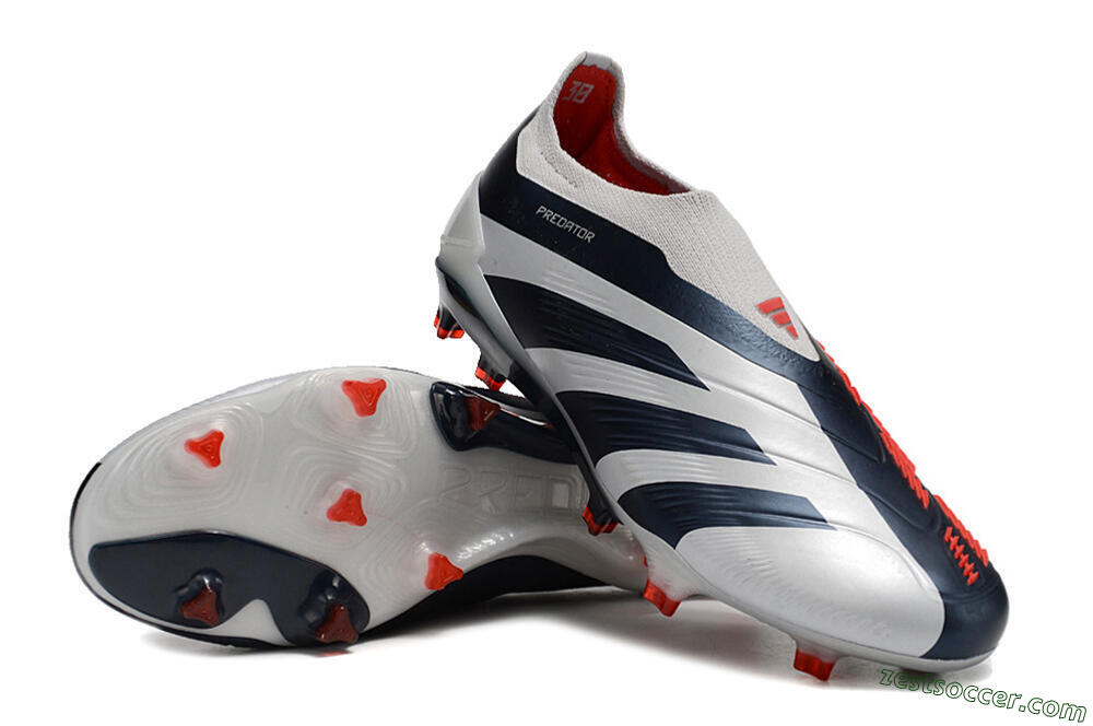 Adidas Predator Accuracy+ Laceless FG Low-Tops Soccer Cleats - Silver/Blue/Red 3